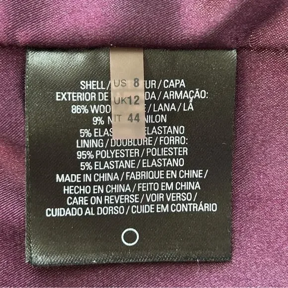 Elie Tahari Ruffle Wool Blend Sheath Dress Size 8 Purple Sleeveless Zip Front - Picture 12 of 14